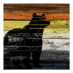 Póster Arte de Madera Orgullo de Oso