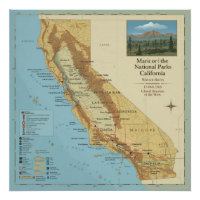 Arte de mapa vintage de parques nacionales de Cali