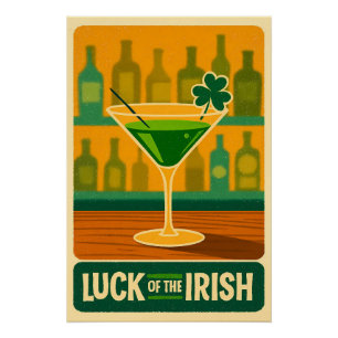 Póster Arte de Martini de Trébol de San Patricio de Mitad