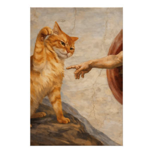 Póster Arte de meme de gato divertido Creación de Adán co