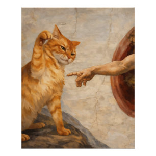 Póster Arte de meme de gato divertido Creación de Adán co