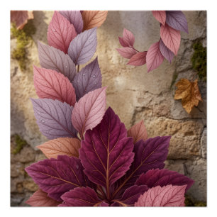 Póster Arte de mosaico floral y estampado texturizado abs