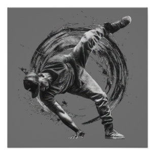 Póster Arte de movimiento monocromo de estilo urbano