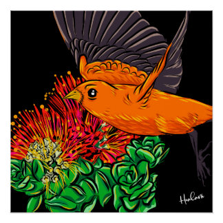 Póster Arte de pájaro hawaiano nativo