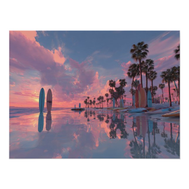 Póster Arte de Palma de Sueño de Atardecer de Neón (Anverso)