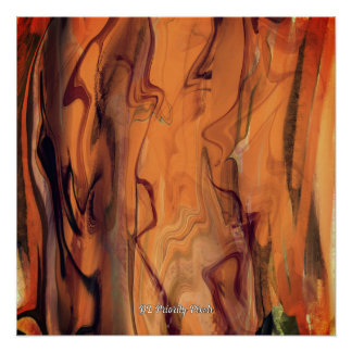 Póster Arte de pared abstracto de mármol licuado marrón ú