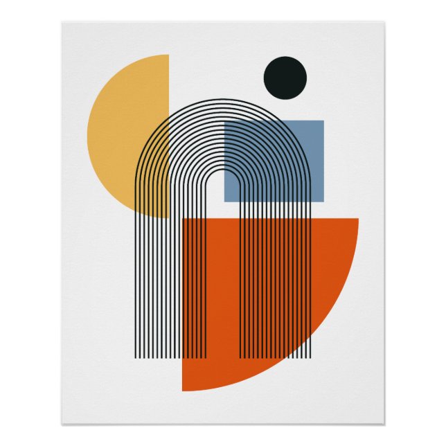 Póster Arte de pared abstracto geométrico de mediados de  (Anverso)