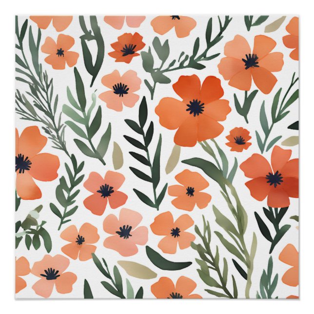 Póster Arte de pared boho rústico de flor silvestre de te (Anverso)