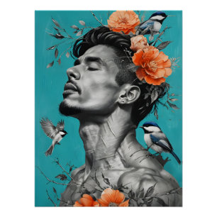 Póster Arte de pared botánica sereno - Retrato con vibran