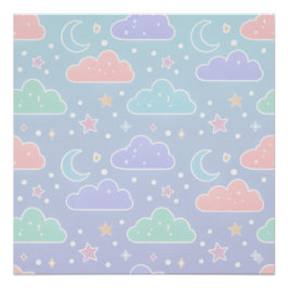 Póster Arte de pared con cartel de nube pastel suave