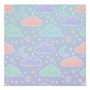 Póster Arte de pared con cartel de nube pastel suave