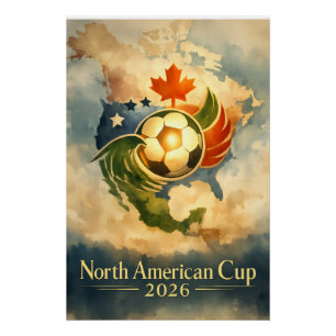 Póster Arte de pared de arte fino USA MX CA Copa Mundial 