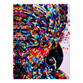 Póster Arte de Pared de Ave Tropical Vibrante en Expresio