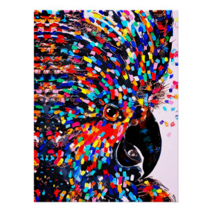Póster Arte de Pared de Ave Tropical Vibrante en Expresio