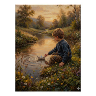 Póster Arte de pared de aventura infantil en la naturalez