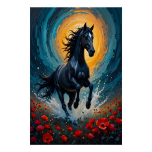 Póster Arte de pared de caballo negro surrealista Regal