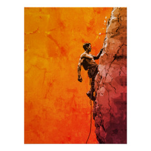 Póster Arte de Pared de Escalador de Roca Audaz