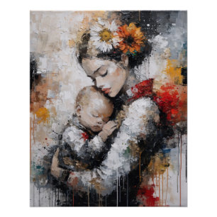 Póster Arte de pared de Maternidad Emocional con Corona F