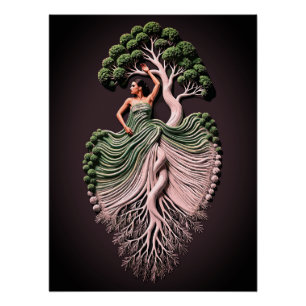 Póster Arte de pared de mujer de árbol elegante - inspira
