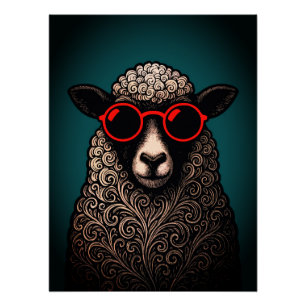 Póster Arte de pared de ovejas geniales