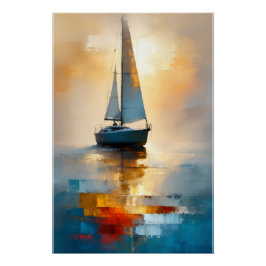 Póster Arte de pared de paisaje marino de veleros
