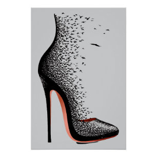 Póster Arte de Pared de Pájaros de Tacones Altos – Zapato