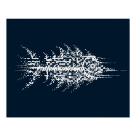 Póster Arte de Pared de Pez Blanco con Píxel Glitch