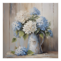 Arte de pared de pintura de aceite de Hydrangea az