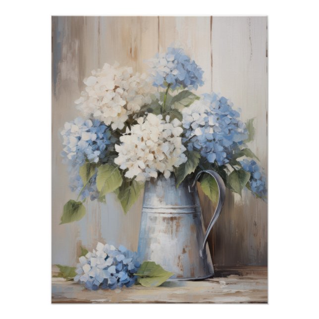 Póster Arte de pared de pintura de aceite de Hydrangea az (Anverso)