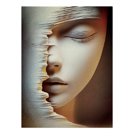 Póster Arte de Pared de Rostro Femenino Abstracto – Textu