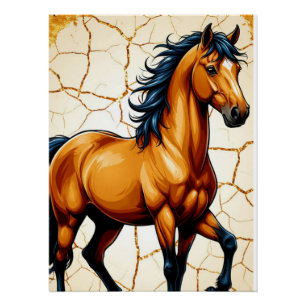 Póster Arte de Pared de Semental Elegante Caballo Premium