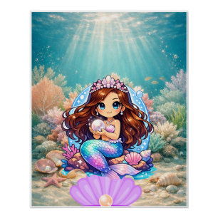 Póster Arte de pared de sirena de fantasía colorida