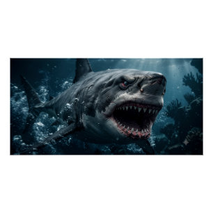 Póster Arte de pared depredador del océano oscuro
