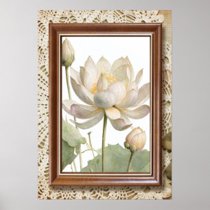 Póster "Arte de pared impreso de flor de loto elegante"