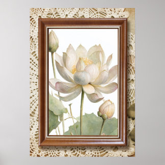 Póster "Arte de pared impreso de flor de loto elegante"