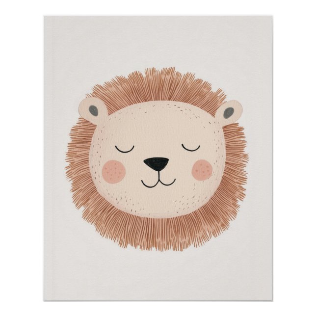 Póster Arte de pared para guardería con estampado de león (Anverso)