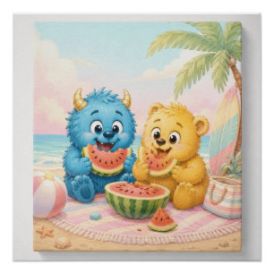Póster Arte de pared para niños de picnic de sandía monst