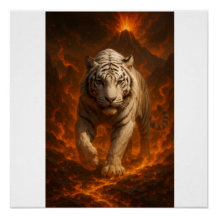 Póster Arte de pared premium Tigre Blanco Volcánico – Ar