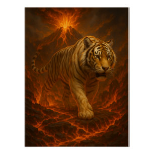 Póster Arte de pared Premium Tigre Blanco Volcánico – Art