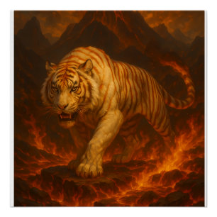 Póster Arte de pared premium Tigre Blanco Volcánico – Art