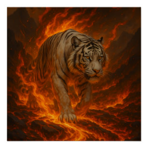Póster Arte de pared premium Tigre Blanco Volcánico – Art