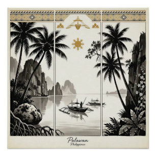 Póster Arte de pared tríptico de Palawan Filipinas