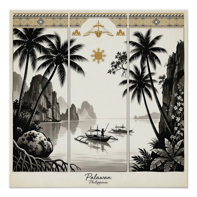 Póster Arte de pared tríptico de Palawan Filipinas (Anverso)