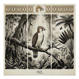 Póster Arte de pared tríptico del águila filipina