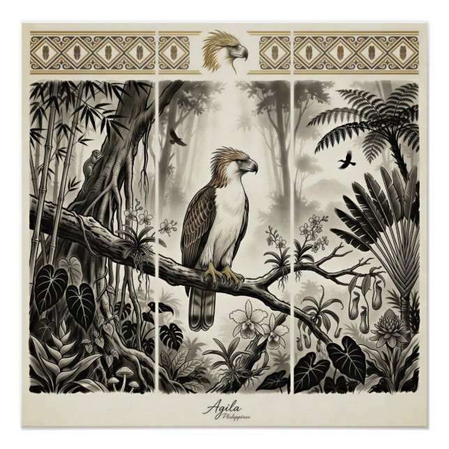 Póster Arte de pared tríptico del águila filipina (Anverso)