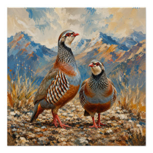 Póster Arte de pareja de perdiz chucar