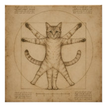 Arte de parodia del Renacimiento del gato vitruvia