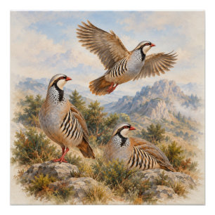 Póster Arte de Perdiz Chukar