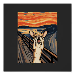 Póster Arte de perro expresionista grita Chihuahua_1