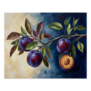 Póster Arte de pintura al óleo con contraste de ramas de